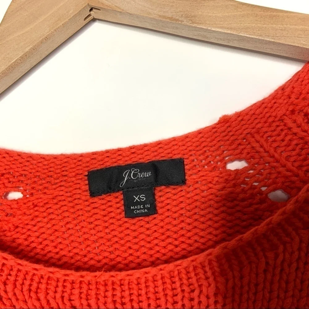 J Crew Womens Cotton Pullover Sweater Sz XS Pointelle Stitching J6381